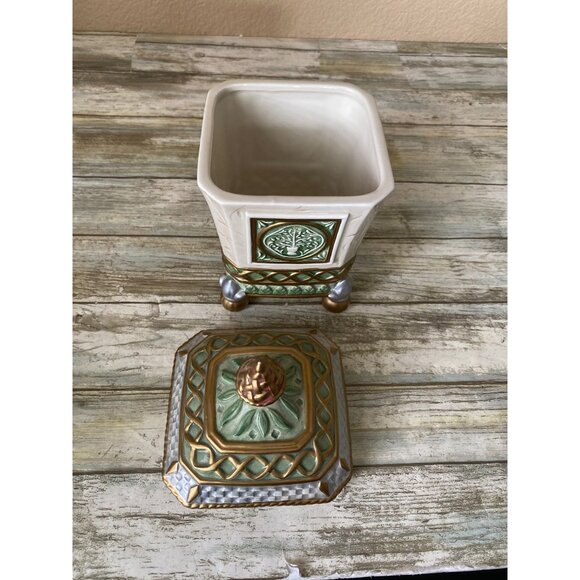 Fitz & Floyd Gregorian Classics Potpourri Jar w/ Lid Gold Trim Early 2000s Decor - Picture 6 of 13
